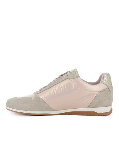 Deportiva piel y nylon cordones elasticos plana mujer beige