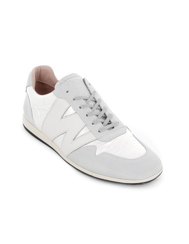 Deportiva piel y nylon cordones elasticos plana mujer blanco