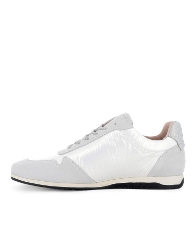 Deportiva piel y nylon cordones elasticos plana mujer blanco