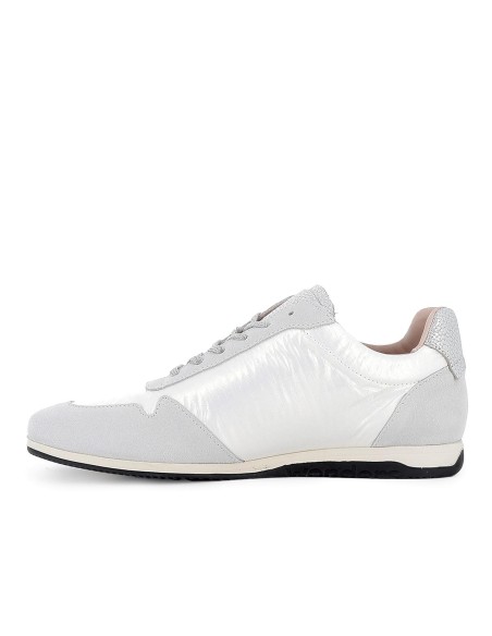Deportiva piel y nylon cordones elasticos plana mujer blanco