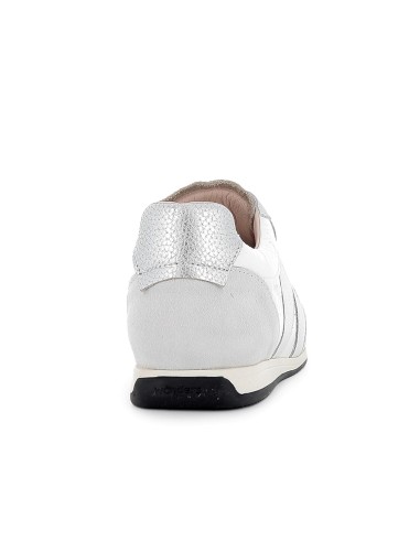 Deportiva piel y nylon cordones elasticos plana mujer blanco