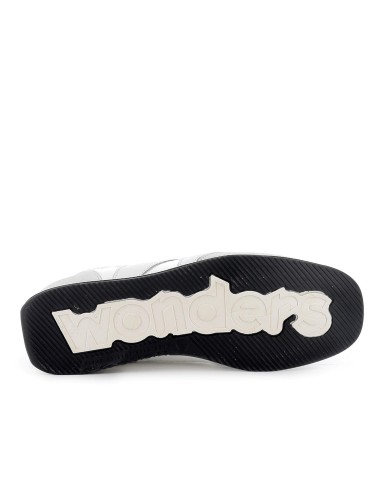 Deportiva piel y nylon cordones elasticos plana mujer blanco