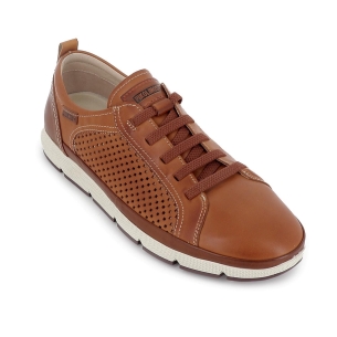 Zapato piel semi-troquelados de cordones elásticos hombre brandy 2