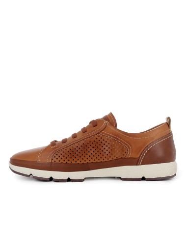 Zapato piel semi-troquelados de cordones elásticos hombre brandy