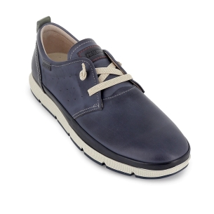 Zapato piel con bandeleta y cordones elasticos hombre azul 2