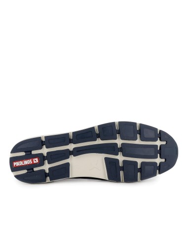 Zapato piel con bandeleta y cordones elasticos hombre azul