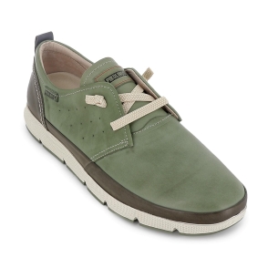 Zapato piel con bandeleta y cordones elasticos hombre verde 2