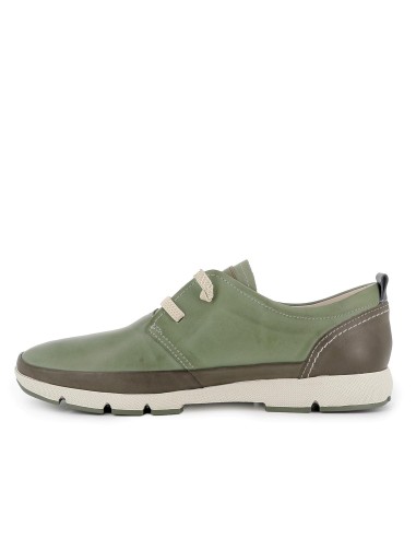 Zapato piel con bandeleta y cordones elasticos hombre verde