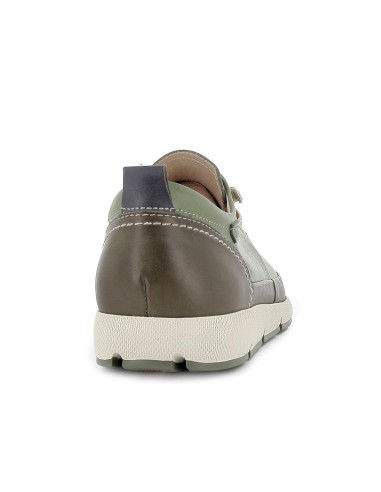 Zapato piel con bandeleta y cordones elasticos hombre verde