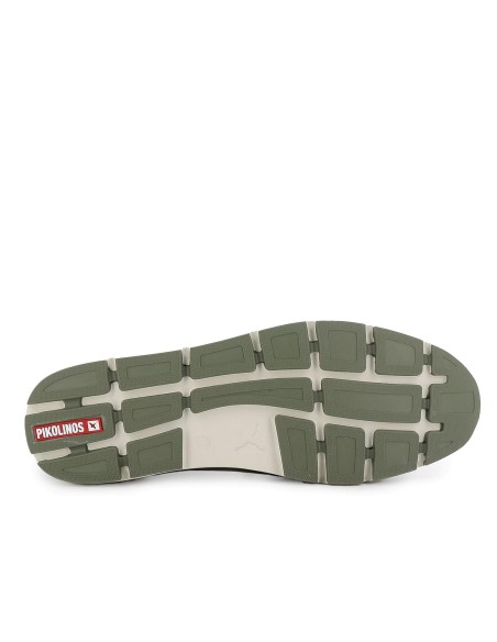 Zapato piel con bandeleta y cordones elasticos hombre verde