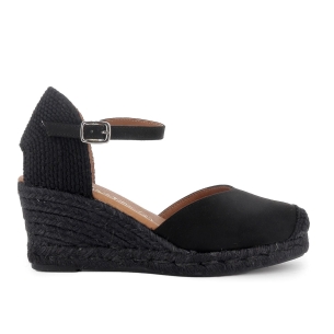 Alpargatas de yute microfibra hebilla mujer negro