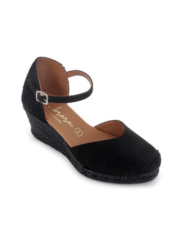 Alpargatas de yute microfibra hebilla mujer negro