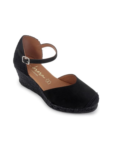 Alpargatas de yute microfibra hebilla mujer negro