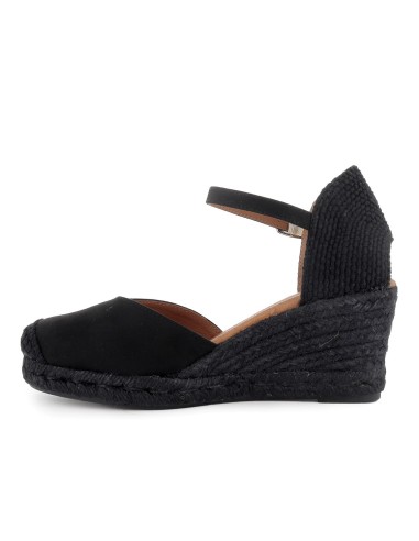 Alpargatas de yute microfibra hebilla mujer negro