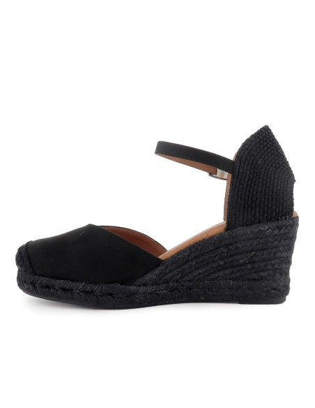 Alpargatas de yute microfibra hebilla mujer negro