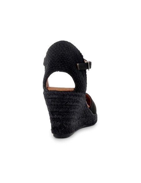 Alpargatas de yute microfibra hebilla mujer negro