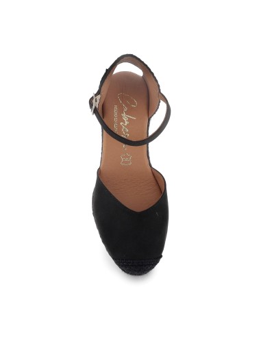 Alpargatas de yute microfibra hebilla mujer negro