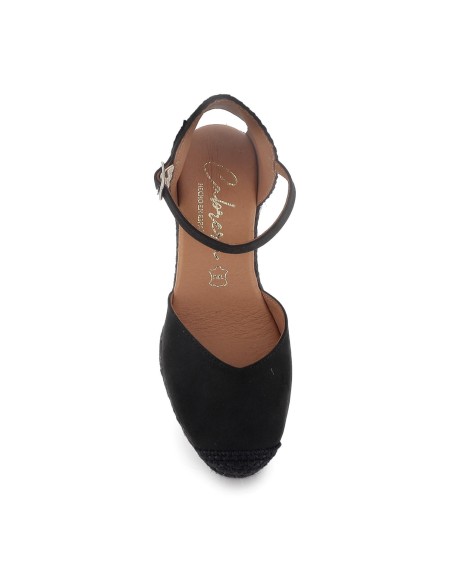 Alpargatas de yute microfibra hebilla mujer negro