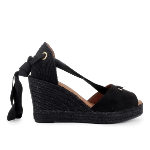 Alpargatas de yute cintas pasada por pala mujer negro