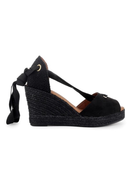 Alpargatas de yute cintas pasada por pala mujer negro