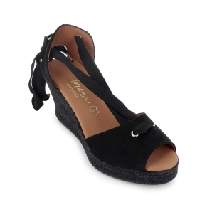 Alpargatas de yute cintas pasada por pala mujer negro 2