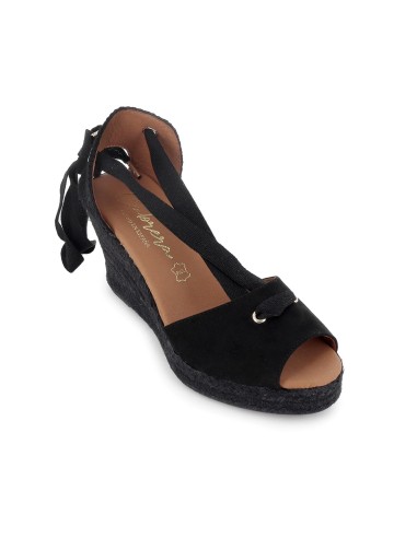 Alpargatas de yute cintas pasada por pala mujer negro