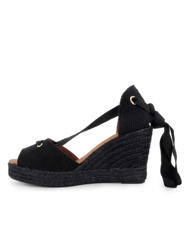 Alpargatas de yute cintas pasada por pala mujer negro