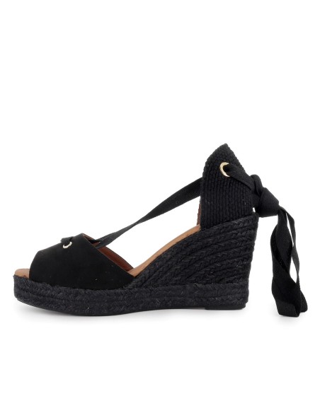 Alpargatas de yute cintas pasada por pala mujer negro