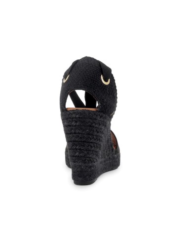 Alpargatas de yute cintas pasada por pala mujer negro