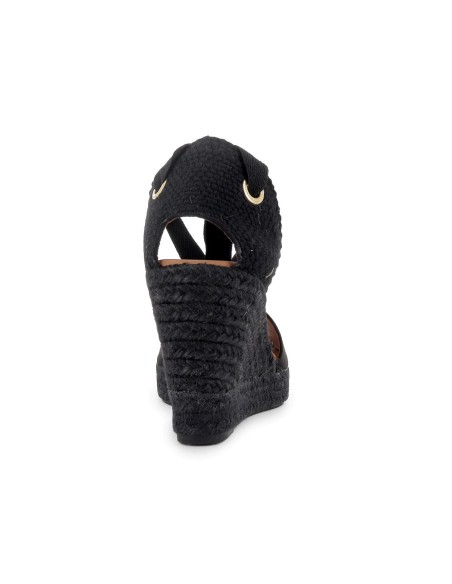 Alpargatas de yute cintas pasada por pala mujer negro