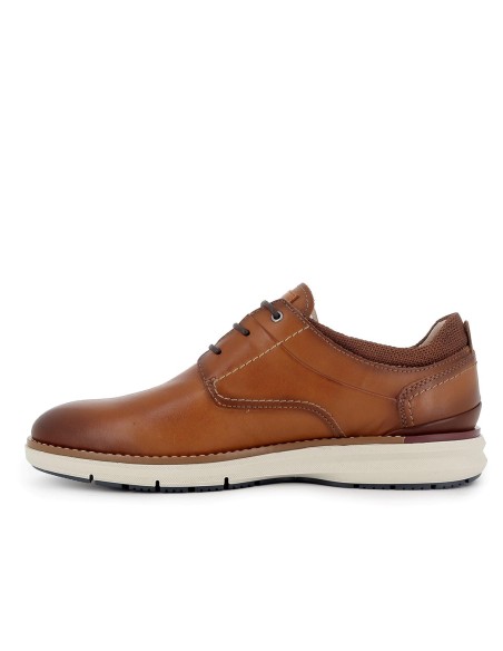Zapato cordones de piel lisa ligero hombre brandy