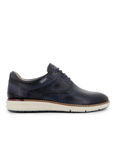 Zapato cordones de piel lisa ligero hombre azul