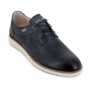 Zapato cordones de piel lisa ligero hombre azul 2