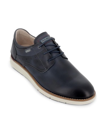 Zapato cordones de piel lisa ligero hombre azul