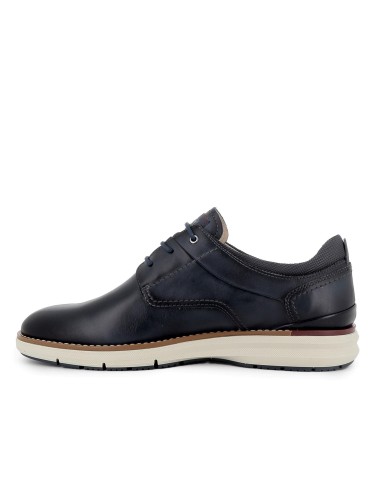 Zapato cordones de piel lisa ligero hombre azul