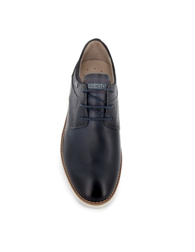 Zapato cordones de piel lisa ligero hombre azul