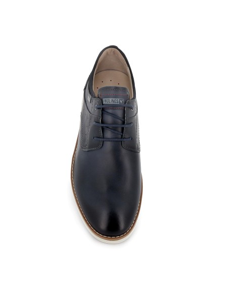 Zapato cordones de piel lisa ligero hombre azul