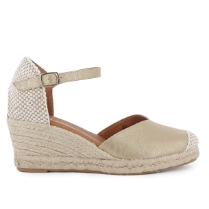 Alpargatas de yute napa hebilla mujer dorado