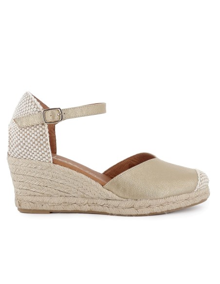 Alpargatas de yute napa hebilla mujer dorado