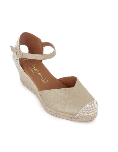 Alpargatas de yute napa hebilla mujer dorado