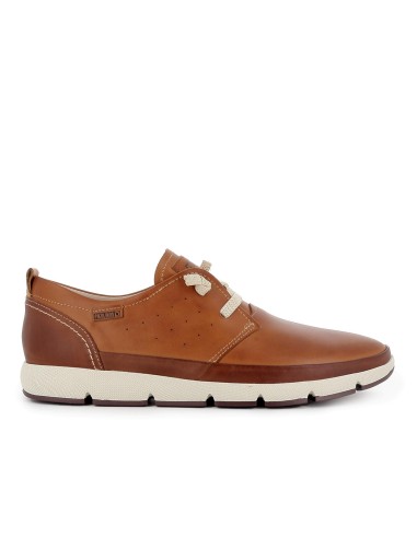 Zapato piel con bandeleta y cordones elasticos hombre brandy