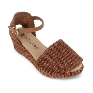 Sandalia rafia correa y hebilla cuña y plataforma mujer cuero 2