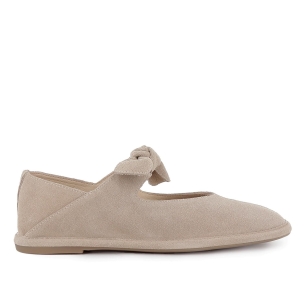 Bailarina piel lazo elastico y plantilla acolchada mujer beige