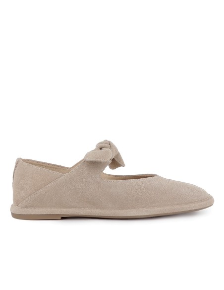 Bailarina piel lazo elastico y plantilla acolchada mujer beige