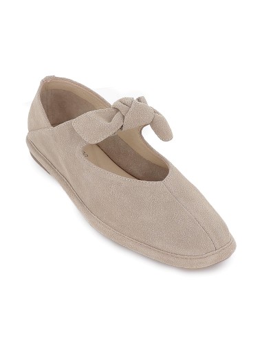 Bailarina piel lazo elastico y plantilla acolchada mujer beige