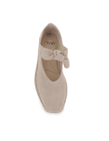 Bailarina piel lazo elastico y plantilla acolchada mujer beige
