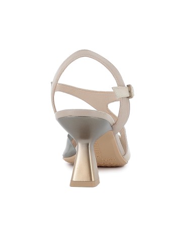 Zapato correa piel y vinilo estilo vestir tacon alto mujer taupe