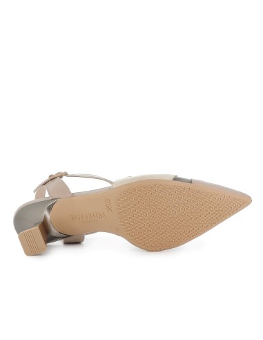 Zapato correa piel y vinilo estilo vestir tacon alto mujer taupe