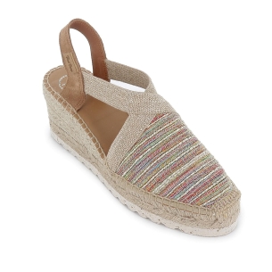 Alpargata textil y serraje cuña con elasticos mujer multicolor 2