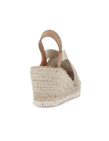 Alpargata textil y serraje cuña con elasticos mujer multicolor